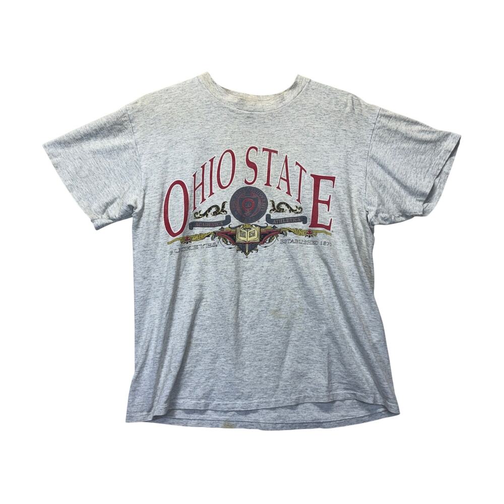 Vintage Ohio‎ State T-Shirt Single Stitch Mens M Distressed Thrashed 90s OSU
